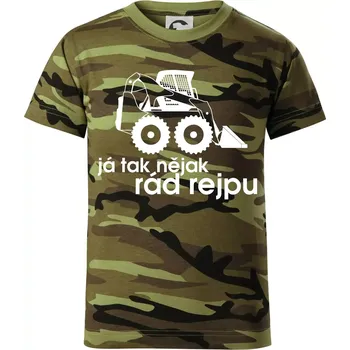 Chlapecké oblečení Já tak nějak rád rejpu - smykový nakladač - Dětské maskáčové triko - 146 cm/10 let ( Zelený maskáč )