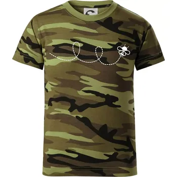 Dráha letu včely - smyčka - Dětské maskáčové triko - 134 cm/8 let ( Zelený maskáč )