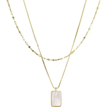 Náhrdelník EVOLUTION GROUP CZ Pozlacený dvojitý náhrdelník s bílou perletí - 12155.1