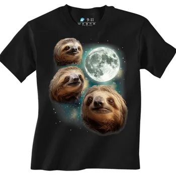 Chlapecké tričko Dětské tričko Lenochodi vyjící na Měsíc (Velikost: 3-4, Barva: Černá)