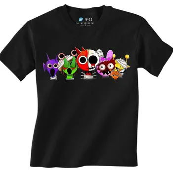 Dívčí tričko Dětské tričko Hororové Sprunki Postavičky (Velikost: 3-4, Barva: Černá)