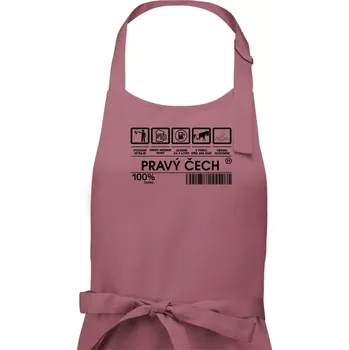Kuchyňská zástěra Čárový kód - Pravý Čech - Pánská zástěra na vaření - Univerzální velikost ( Starorůžová )