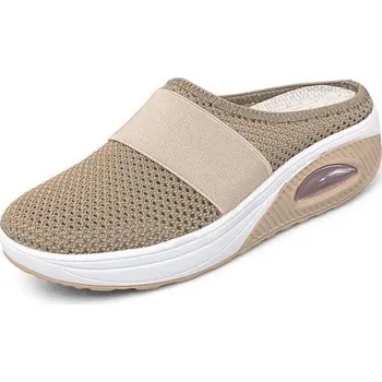 Dámské pantofle Zdravotní pantofle na klínku s měkkou podrážkou Barva: Khaki, Velikost: 39