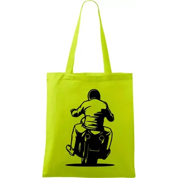 Motorkář na zádech - chopper - Taška bavlněná - 42 x 38 cm ( Limetková )