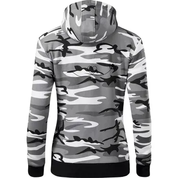 Dámská mikina Dráha letu včely - srdce - Dámská mikina trendy zipper s kapucí - L ( Šedý maskáč )