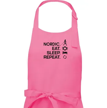 Kuchyňská zástěra Nordic walking eat sleep - Pánská zástěra na vaření - Univerzální velikost ( Růžová )