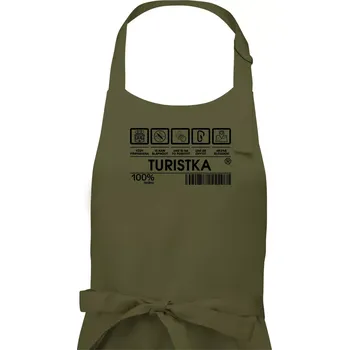 Kuchyňská zástěra Čárový Kód Turistka - Dámská zástěra na vaření - Univerzální velikost ( Khaki )