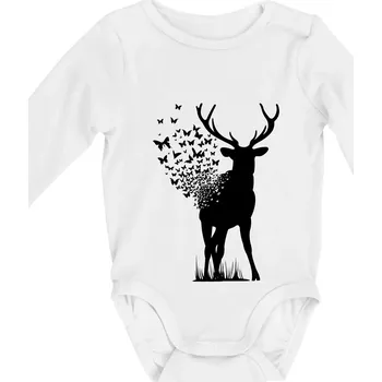 Deer Butterfly - Body kojenecké s dlouhým rukávem - Dlouhý r. do 3 měs ( Bílá )