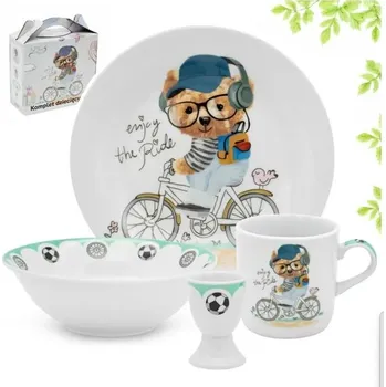 Talíř Dětská jídelní souprava 4dílná, MEDVÍDEK, porcelán