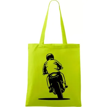 Motorkář na zádech - silnice - Taška bavlněná - 42 x 38 cm ( Limetková )
