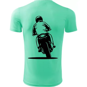 Motorkář na zádech - silnice - Dětské triko sportovní (dresovina) - 146 cm/10 let ( Mátová )