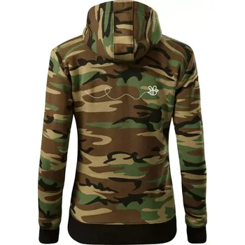 Dámská mikina Dráha letu včely - vlnovka - Dámská mikina trendy zipper s kapucí - 2XL ( Hnědý maskáč )