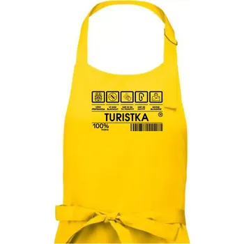 Kuchyňská zástěra Čárový Kód Turistka - Dámská zástěra na vaření - Univerzální velikost ( Žlutá )