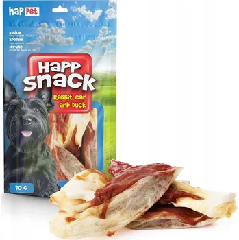 Pamlsek pro psa Happet Králičí uši s kachnou 70g – přírodní psí pamlsek