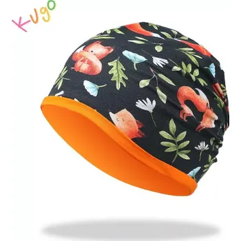 Čepice Dívčí jarní/podzimní čepice Kugo CF5623 – lišky (bavlněná čepice pro holky)