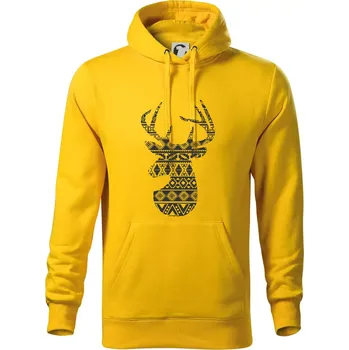 Pánská mikina Jelen - svetr s jelenem - Mikina pánská Cape s kapucí - 3XL ( Žlutá )