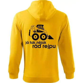 Pánská mikina Já tak nějak rád rejpu - smykový nakladač - Mikina s kapucí na zip trendy zipper - 3XL ( Žlutá )