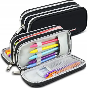 Penál Školní Penál Pouzdro Tříkomorové Velké Trojitý Zip pro Děti