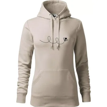 Dámská mikina Dráha letu včely - smyčka - Mikina dámská Cape s kapucí - XL ( Ledově šedá )