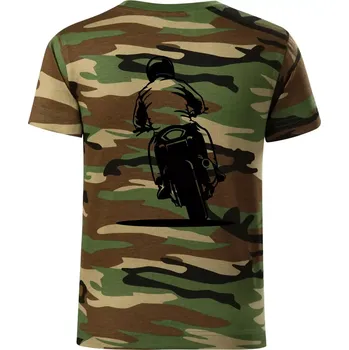 Chlapecké tričko Motorkář na zádech - silnice - Dětské maskáčové triko - 104-110cm / 3-4 roky ( Hnědý maskáč )