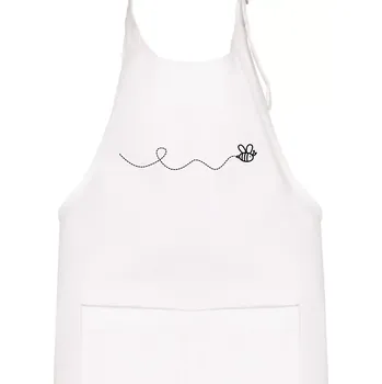 Kuchyňská zástěra Dráha letu včely - vlnovka - Dětská zástěra na vaření - Univerzální velikost ( Bílá )