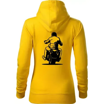 Dámská mikina Motorkář na zádech - chopper - Mikina dámská Cape s kapucí - XL ( Žlutá )