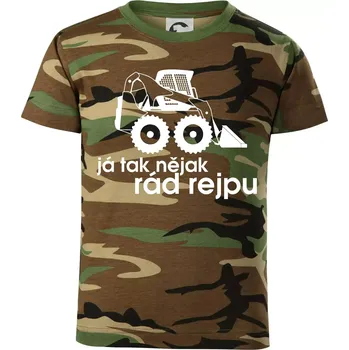 Chlapecké tričko Já tak nějak rád rejpu - smykový nakladač - Dětské maskáčové triko - 122 cm/6 let ( Hnědý maskáč )