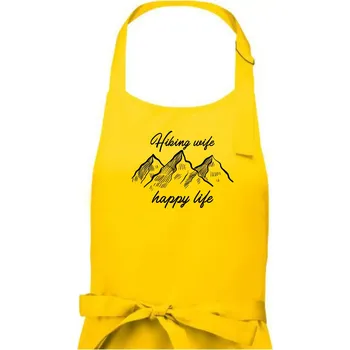 Kuchyňská zástěra Hiking wife happy life - Dámská zástěra na vaření - Univerzální velikost ( Žlutá )