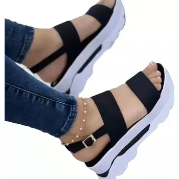 Dámské sandále Dámské sandály na platformě pro volný čas Barva: Černá, Velikost: 35