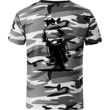 Chlapecké tričko Motorkář na zádech - silnice - Dětské maskáčové triko - 104-110cm / 3-4 roky ( Šedý maskáč )