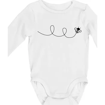 Kojenecký body Dráha letu včely - smyčka - Body kojenecké s dlouhým rukávem - Dlouhý r. do 3 měs ( Bílá )