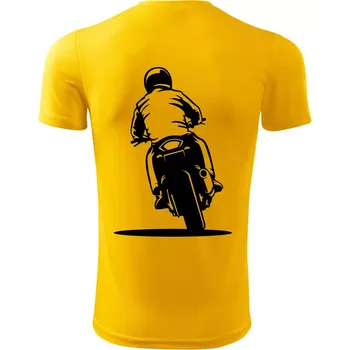 Chlapecké tričko Motorkář na zádech - silnice - Dětské triko sportovní (dresovina) - 134 cm/8 let ( Žlutá )