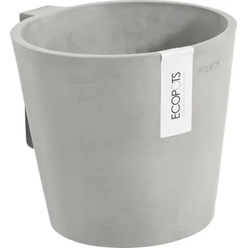 Květináč Květináč Ecopots Amsterdam plastový Ø 17,3 cm 19,5 x 21,8 x 17,5 cm šedobílý