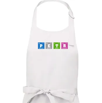 Kuchyňská zástěra Periodická tabulka Petr - Pánská zástěra na vaření - Univerzální velikost ( Bílá )