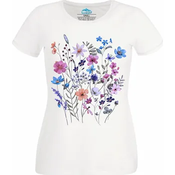 Dámské tričko Luční Květiny (Velikost: 4XL, Barva: Bílá)
