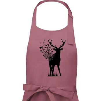 Kuchyňská zástěra Deer Butterfly - Dámská zástěra na vaření - Univerzální velikost ( Starorůžová )