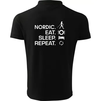 Pánská košile Nordic walking eat sleep - Polokošile pánská Pique Polo 203 - 2XL ( Černá )