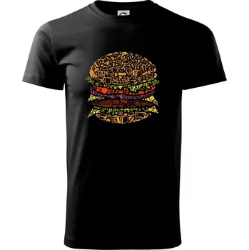 Pánské tričko Burger - nákres z ikon - Triko extra velké (5-8XL) - 6XL ( Černá )