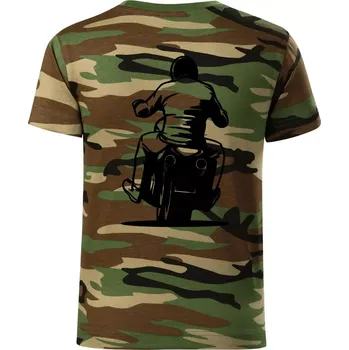 Chlapecké tričko Motorkář na zádech - chopper - Dětské maskáčové triko - 146 cm/10 let ( Hnědý maskáč )