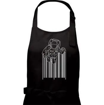 Kuchyňská zástěra Astronaut - čárový kód - Pánská zástěra na vaření - Univerzální velikost ( Černá )