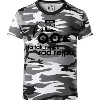 Chlapecké tričko Já tak nějak rád rejpu - smykový nakladač - Dětské maskáčové triko - 134 cm/8 let ( Šedý maskáč )