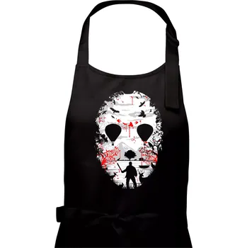 Kuchyňská zástěra Crystal Lake skull - Dámská zástěra na vaření - Univerzální velikost ( Černá )