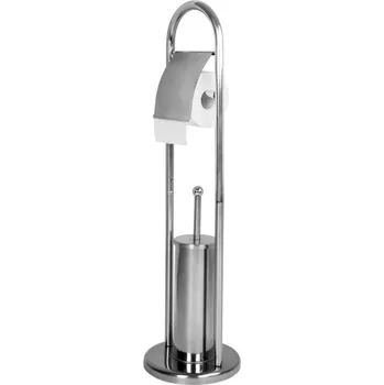 Sada koupelnových doplňků AQUAMARIN Stojanová WC souprava 81 x 22 x 22 cm, stříbrná