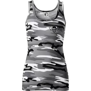 Dámské tričko Jestli utíkám, tak utíkejte taky - včelař - Dámské Maskáčové tílko - M ( Šedý maskáč )