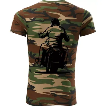 Pánské tričko Motorkář na zádech - chopper - Army CAMOUFLAGE - XL ( Hnědý maskáč )