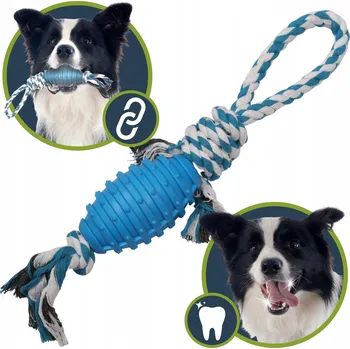 Hračka pro psa Bavlněné přetahovadlo s měkkým míčkem pro psa, 3v1 HRAČKA NA APORTOVÁNÍ 34 cm
