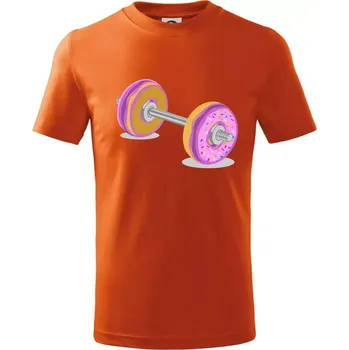 Donut Barbell - Tričko dětské bavlněné - 134 cm/8 let ( Oranžová )