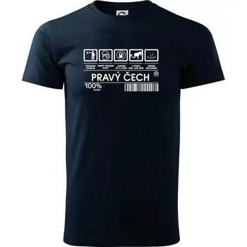 Čárový kód - Pravý Čech - Triko extra velké (5-8XL) - 8XL ( Námořní modrá (velmi tmavá - téměř černá) )