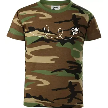 Chlapecké tričko Dráha letu včely - smyčka - Dětské maskáčové triko - 104-110cm / 3-4 roky ( Hnědý maskáč )