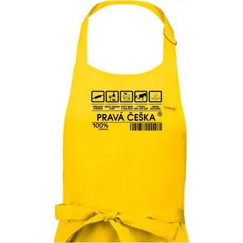 Kuchyňská zástěra Čárový kód - Pravá Češka - Dámská zástěra na vaření - Univerzální velikost ( Žlutá )